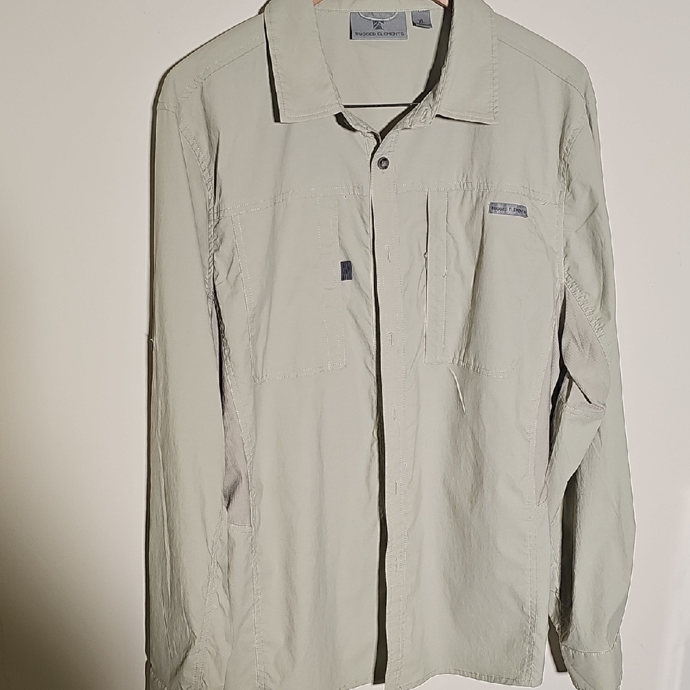 Rugged Elements Men's Light‎ Gray Shirt. Pockets Breathable. XL